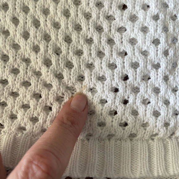 Prana white open‎ knit cotton sweater size large - Picture 8 of 8